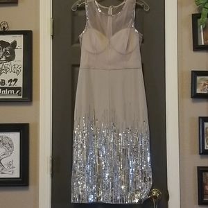 *SOLD* Rachel Gilbert nude illusion sequin dress